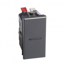 Axolute. Кнопка аксиальная одноклавишная 10А 250В. Автоматические клеммы. 1 модуль. Цвет Антрацит  HS4005AN  Legrand