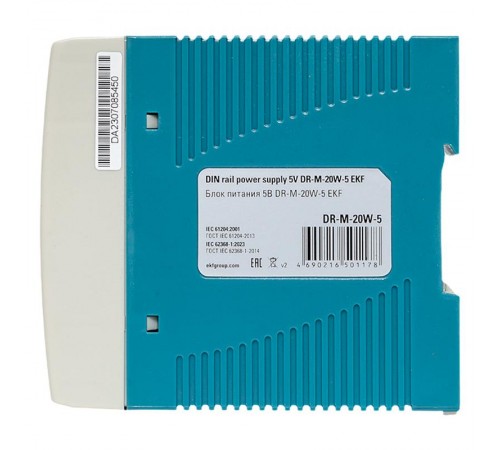 Блок питания на дин рейку 20Вт,Uвх ~ 220 В AC m, Uвых - 5 В DC постоянного тока DR-M-20W-5 EKF