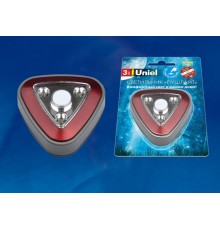 Cветильник-ночник пушлайт DTL-356 треугольник/Red/3LED/4AA питание от 3-х батареек AAA (в комплект не входят) красный  UL-00001987  Uniel