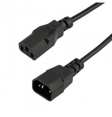 Шнур сетевой, евроразъем C13 - евроразъем C14, кабель 3x0,75 мм, длина 1,5 метра (PE пакет)  11-1161  REXANT