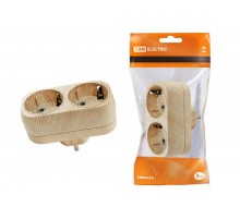 Блок на 2 гнезда 2П+З плоский 16А 250B "Эко" (сосна)   SQ1806-0074  TDM