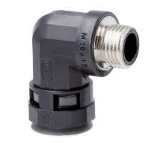 Муфта 90 грд. труба-коробка с металлической резьбой DN 17 мм, М20х1,5, полиамид, цвет черный  PAZ17M20N  DKC