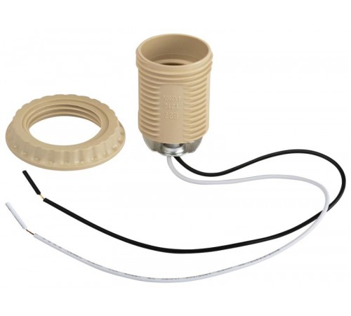 Патрон  Е27 с проводом 30 см пластиковый бежевый  Б0069588  ЭРА