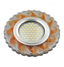 Светильник декор.встр Luciole DLS-L139 GU5.3 GLASSY/TEA GU5.3 доп.LED подсветка 3Вт, стекл,зерк./прозр.+светло-коричневый.  UL-00003873  Fametto