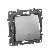 Etika Алюминий Выключатель 1-клавишный с подсветкой/индикацией, автозажимные клеммы, 10 AX, 250 В  672403  Legrand