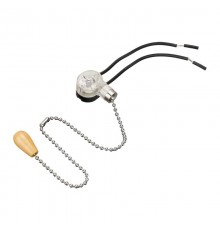 Выключатель для настенного светильника c проводом и деревянным наконечником, Silver, (1шт.)  06-0242-A  REXANT