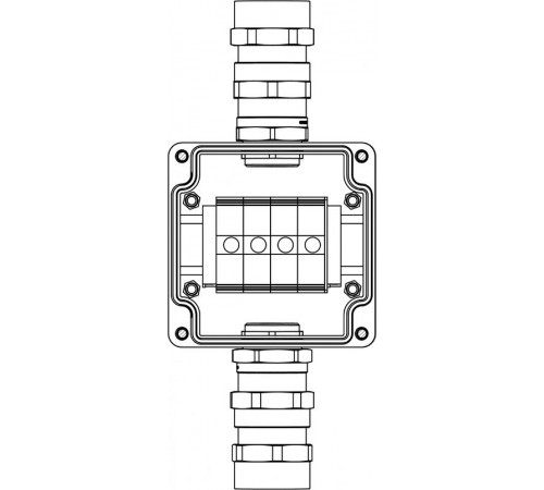 Коробка клеммная Ex из GRP; 1 Ex e IIC T5 Gb / Ex tb IIIB T95°C IP66;Клеммы 35 кв.мм -4 шт.; А, С: ввод d15-24мм D20-31мм под бронир-ныйкабель Ni -