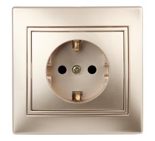 1-202-04 Intro Розетка 2P+E Schuko, 16А-250В, IP20, СУ, Plano, шампань  Б0030059  Intro