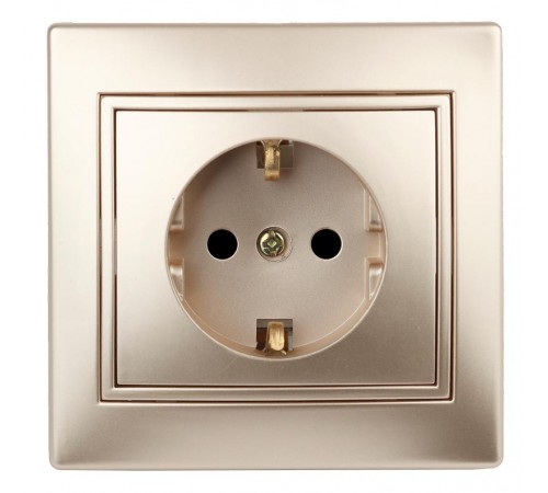 1-202-04 Intro Розетка 2P+E Schuko, 16А-250В, IP20, СУ, Plano, шампань  Б0030059  Intro
