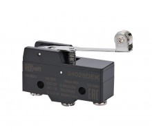 Миниатюрный конц. вык. 1НО1НЗ шарнирного длиннорычажного типа с металлическим роликом  34028DEK  DEKraft