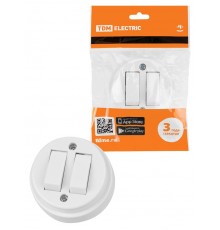 Выключатель 2-кл. открытой установки IP20 10А белый "Ретро"  SQ1806-0509  TDM