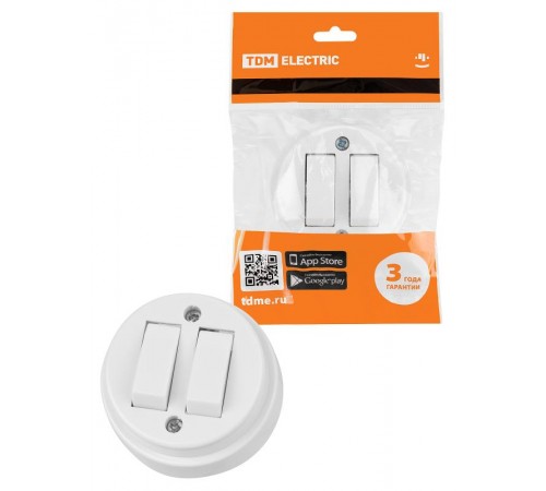 Выключатель 2-кл. открытой установки IP20 10А белый "Ретро"  SQ1806-0509  TDM