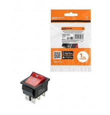 KCD4-203N 250В AC/DC, 2P, 15А, (6с), ON-OFF-ON, c нейтралью, черный корпус, красная клавиша, LED  SQ0703-0051  TDM