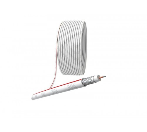 ЭРА Кабель коаксиальный SAT 50 M,75 Ом, CCS/(оплётка Al 75%), PVC, цвет белый, бухта 100 м,  Б0044607  ЭРА
