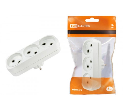 Блок на 3 гнезда 2П б/з плоский 6А 250B   SQ1806-0027  TDM