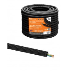 Электротруба гофрированная ПНД d20черн., с кабелем ВВГ-Пнг(А)-LS 3х1,5ок(N,PE)-0,66 ГОСТ (100 м)  SQ0140-1103  TDM