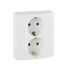 Etika Белый Розетка 2-я с заземлением со шторками, автозажимные клеммы  672233  Legrand