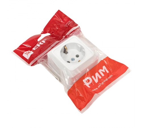 Рим Розетка 1-местная 16А с заземлением белая EKF  ENR16-028-10  EKF