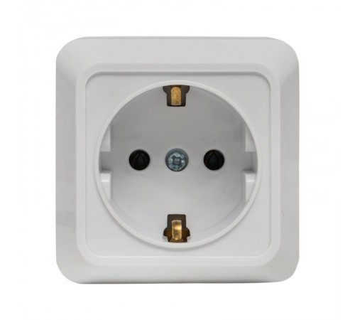 Рим Розетка 1-местная 16А с заземлением белая EKF  ENR16-028-10  EKF