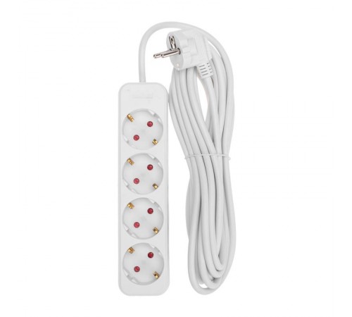 Удлинитель STANDARD 4 гнезда, 5м, 3х1,0мм, с/з, белый  13-4027  REXANT