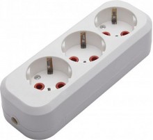 PST16-310-20 Колодка для удлинителя 3-местная с/з, 250В, 16A, белый  39011  STEKKER