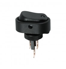 Выключатель клавишный 12V 20А (3с) ON-OFF черный ОВАЛ с зеленой LED подсветкой  36-2673  REXANT