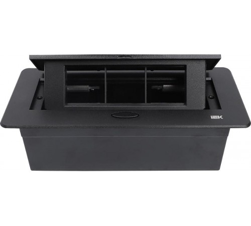 PRIMER Блок розеточный с выдвижной крышкой 6 мод. (45*22,5мм) черный  PM-BR51-06-O-K02IEK