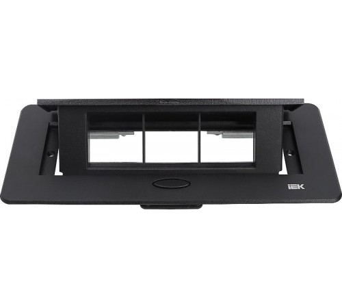 PRIMER Блок розеточный с выдвижной крышкой 6 мод. (45*22,5мм) черный  PM-BR51-06-O-K02IEK