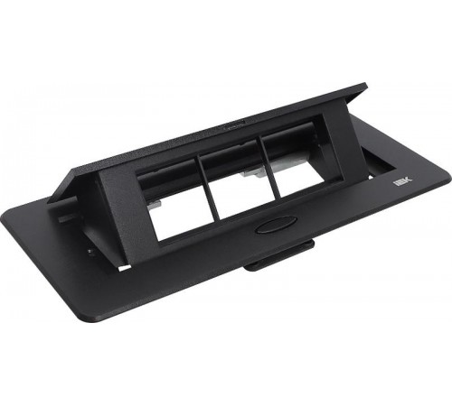 PRIMER Блок розеточный с выдвижной крышкой 6 мод. (45*22,5мм) черный  PM-BR51-06-O-K02IEK