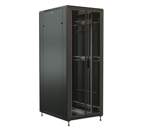 WR-TT-3281-DD-RAL9004 Шкаф напольный 19-дюйм., 32U, 1610х800х1000 мм, передняя и задняя распашные перфор. двери, (RAL 9004)  520193  WRLine