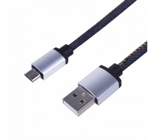 USB кабель microUSB, шнур в джинсовой оплетке  18-4242  REXANT