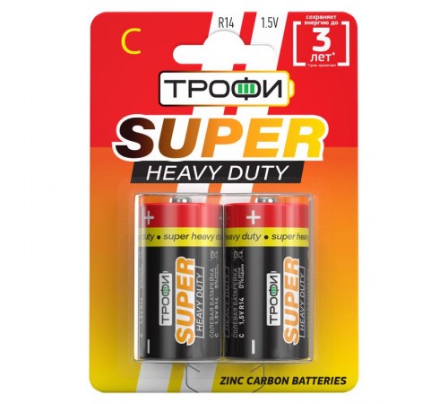 Батарейка солевая (ЭП) R14-2BL (12/96/7680) (C)   Б0023142  ТРОФИ