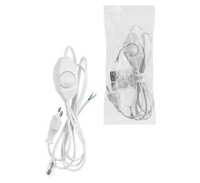 Шнур с плоской вилкой и светорегулятором "Народный" ШВВП 2х0,5 мм2, 2м, белый  SQ1305-0043  TDM