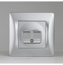 Суппорт для розетки информационной 2 порта (серебристый)  201334  SPL