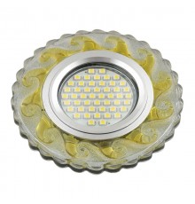 Светильник декор.встр Luciole DLS-L139 GU5.3 GLASSY/GOLD GU5.3 доп.LED подсветка 3Вт, стекл,зерк./прозр.+светло-желтый.  UL-00003872  Fametto