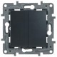 Etika Антрацит Выключатель 2-клавишный, автозажимные клеммы, 10 AX, 250 В  672602  Legrand