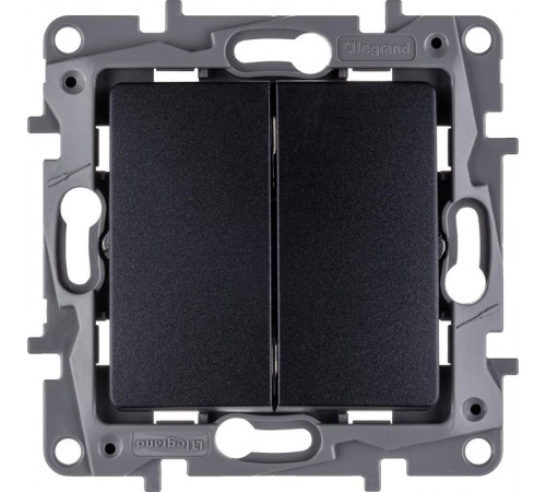 Etika Антрацит Выключатель 2-клавишный, автозажимные клеммы, 10 AX, 250 В  672602  Legrand