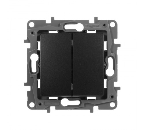 Etika Антрацит Выключатель 2-клавишный, автозажимные клеммы, 10 AX, 250 В  672602  Legrand