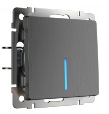 W1110104/ Электроустановочные изделия - Выключатель одноклавишный с подсветкой (графит рифленый)