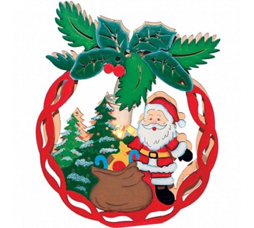 Фигура световая  деревянная "Новогодний шар с Санта-Клаусом" LT084 ,  1 лампа накаливания,22*5*28см,IP20  26832  FERON