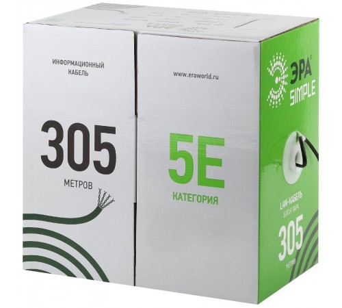 Кабель витая пара F/UTP 4x2x24 AWG Cat5e CCA PVC 305м SIMPLE (2/30)  Б0044440  ЭРА