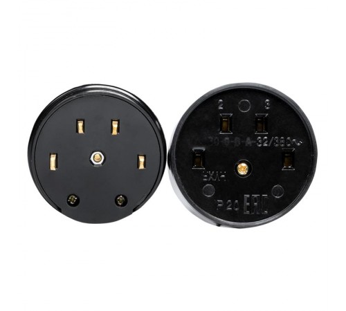 Разъем РШ-ВШ 32А 380В 3P+PE (ОУ) карболитовый черный EKF PROxima  AS-380-O-04  EKF