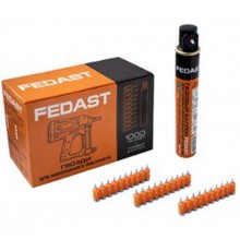 Гвозди 3.0*16 мм для монтажного пистолета с кованым наконечником Bullet point в комплекте с газовым баллоном 165 мм   fd3016mgbpfc  FEDAST