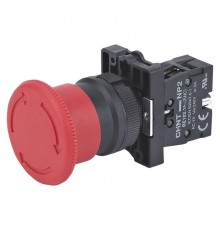 Кнопка управления "Грибок" 40мм фиксацией NP2-ES542 без подсветки красная 1НЗ, IP40 (R)  574120  CHINT
