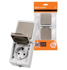 Блок комбинированный (вертикальный) выключатель 1-кл. + розетка 2П+З с з/ш БКВР IP54 "Вуокса" TDM  SQ1803-0011  TDM