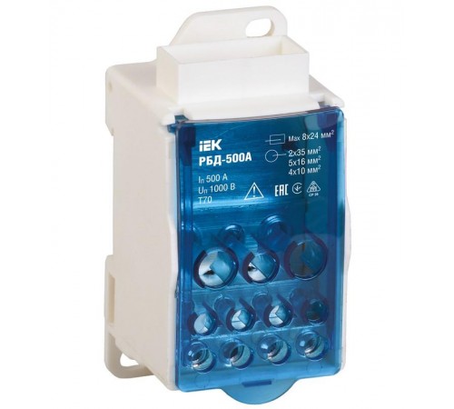 Блок распределительный на DIN-рейку РБД-500А  RBD-500  IEK