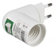 Переходник вилка 220В-патрон Е27 пластик белый IEK  EPP16-02-01-K01  IEK