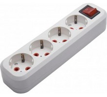 PST16-411-20 Колодка для удлинителя 4-местная с/з, с выключателем, 250В, 16A, белый  39015  STEKKER