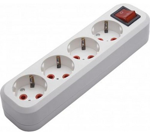 PST16-411-20 Колодка для удлинителя 4-местная с/з, с выключателем, 250В, 16A, белый  39015  STEKKER