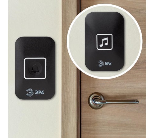 Звонок дверной С97 беспроводной, от сети, черный, 60 мелодий  Б0054086  ЭРА